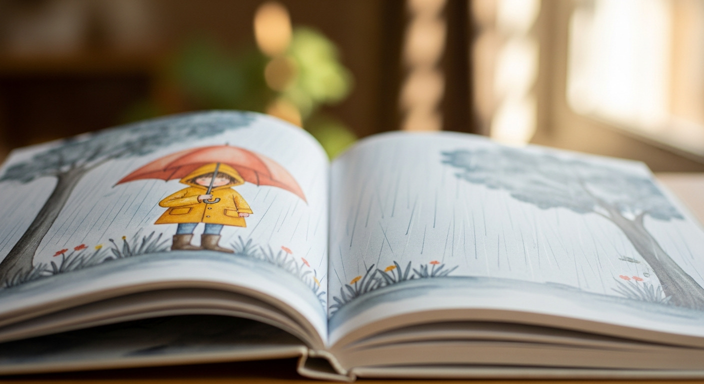見出し2用: 静けさの物語、白の絵本。余白が語りかける、心豊かな時間 - イメージ写真