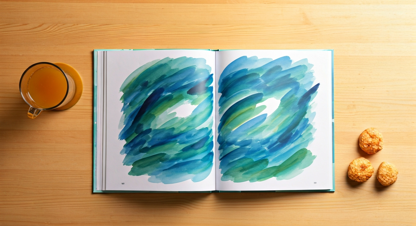 見出し2用: 迷子の私に、そっと寄り添う絵本たち。答えのない物語がくれる、心の自由。 - イメージイラスト