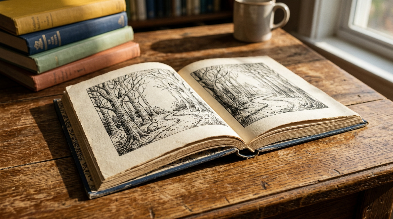 見出し2用: モノクローム絵本の魅力|色を手放すと指先が物語を読み始める - イメージ写真